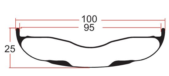 F26-100 tekening met dikke velgen